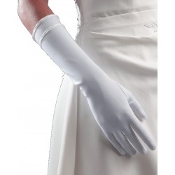 Gants longs ivoire mat Marque Crinoligne Modèle perfection 35 centimètres double biais pour la mariée