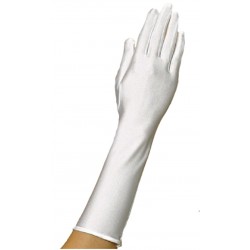 Gants satin ivoire longueur 37 centimètres avec un biais sur le haut