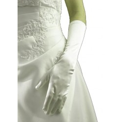 Gants en satin champagne brillant longueur 36 centimètres Crinoligne modèle Carla