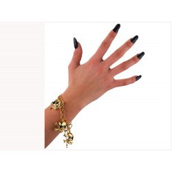 Bracelet fantaisie 3 têtes de mort aux yeux noirs sur une chaine