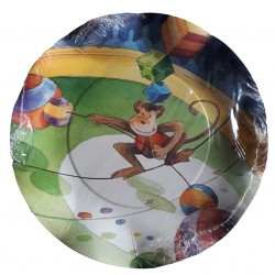 10 assiettes plates festonnées motifs cirque avec un singe Ø 21 cm
