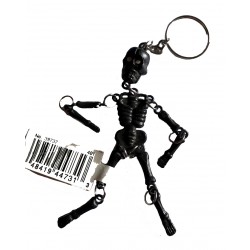 Porte clefs en forme de petit squelette articulé noir