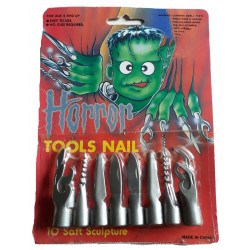 10 faux ongles gris à clip en forme d'outils de sculpture comme Edward ... Halloween