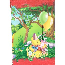 Pinata carrée à tirer modèle Winnie l'ourson bourriquet tigrou et Porcinet avec ballons