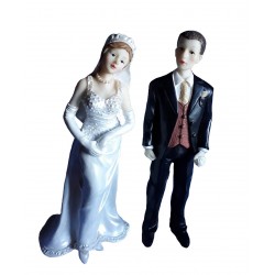 Figurine de mariage couple grand modèle amovible, 20 centimètres