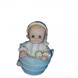 Figurine tirelire1 petit lapin clown bleu 15.50 centimètres de haut