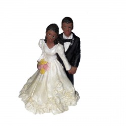 figurine-mariage-couple-de-maries-noirs-bouquet-jaune-et-rose