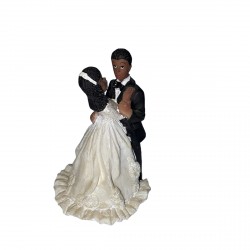 figurine-mariage-couple-de-maries-noirs-bouquet-jaune-et-rose