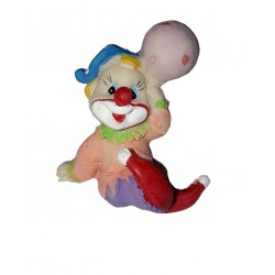 Clown couleur peche avec 1 ballon figurine en résine hauteur 4.5 centimètre