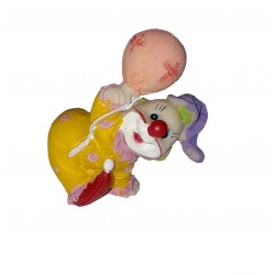 Clown couleur peche avec 1 ballon figurine en résine hauteur 4.5 centimètre
