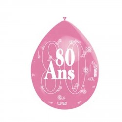 1 ballon de baudruche "80 ans" rose 80 cm