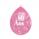 1 ballon de baudruche "80 ans" rose 80 cm