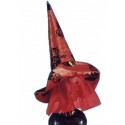 Chapeau de Sorcière en tissu noir et rouge, voile en tulle rouge