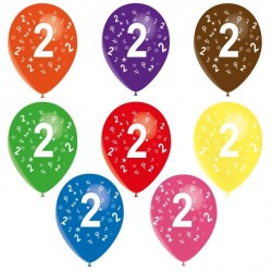 8 ballons de baudruche chiffre 2 décorés tout autour ø 30 cm