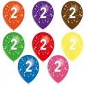 8 ballons de baudruche chiffre 2 décorés tout autour ø 30 cm