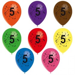 8 ballons de baudruche chiffre 5 décorés tout autour ø 30 cm