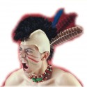 Perruque d'iroquois d'indien avec trois plumes assorties sur crâne en latex