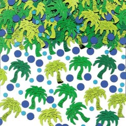 Confettis de table palmiers verts et points bleus 14gr